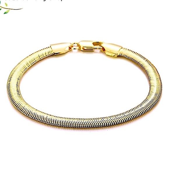 Gold Plated Snake Chain Flat Bracelet - Picture 6 of 8